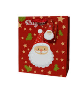 Bolsa de Regalo Merry Christmas Roja Cara Santa Claus