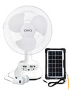 Ventilador recargable de sobremesa con bombillas led y panel solar
